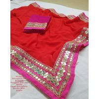 Myra Designer Red Women Sarees