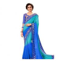 Kim Pretty Blue Georgette Women's Sarees