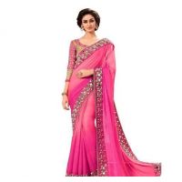 Kim Pretty Pink Georgette Women's Sarees