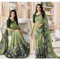 Banita Green Floral Printed Women Sarees