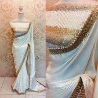 Aagam Drishya White Women Sarees