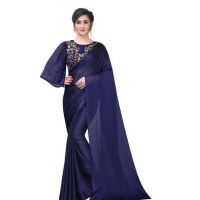 Aagam Drishya Navy Women Sarees