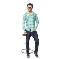 Blue Check Printed Men Shirts