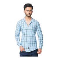 Classy Men Blue Check Printed Shirts