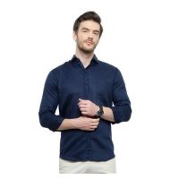 Urbane Graceful Navy Cotton Men Shirts