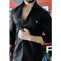 Seasons Black Men Collar Shirt