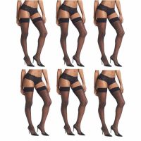 Black Thigh Length Stockings Pk 6