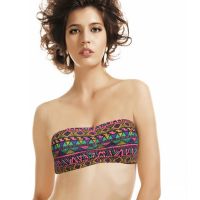 Cool Multi Print Strapless Bra With Thong