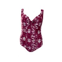 Sexy Maroon Floral Printed One Piece Swimsuit