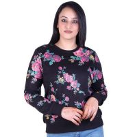 Fancy Black Floral Partywear Women Sweatshirts