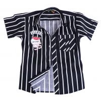 Tangerine-Champs Logo Black White Check half Sleeves Shirt 