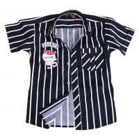 Tangerine-Champs Logo Black White Check half Sleeves Shirt 