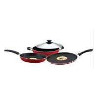 Pigeon 4 Pcs Gift Set - Ib Rapido (tawa, Fry Pan, Kadhai With Stainless Steel Lid)