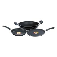 Pigeon 3 Pcs Gift Set - Coral (tawa, Fry Pan, Kadai Without Lid)