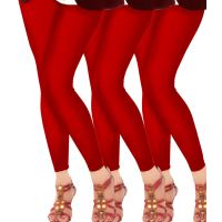 Red Women Woolen Leggings Pk 3 