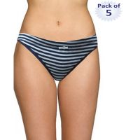 No Secret Blue Grey Stripes G-String Thong