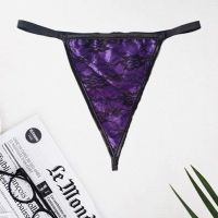 Purple Floral Net Lace G-String Thong