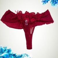 See Through Maroon Floral Net Comfort Thong