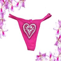 60% Off On Sexy Pink Heart Thread Work Double String Thong