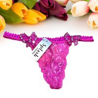 Splash Floral Lace Butterfly Bow Thong