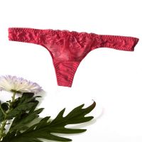 No Excuse Peach Floral Lace Tanga Thong