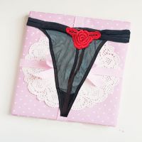 Sexy Black Floral Double String Thong