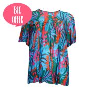40% Off On Multi Floral Printed Plus Size Short Sleeve Tunic Top