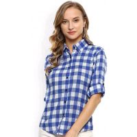 Comfy Feminine Blue Check Women Shirts