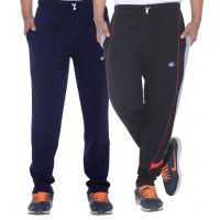 Seasons Navy Blue And Black Cotton Trackpants - Pack Of 2