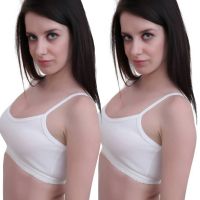 Pk 2 White Women's Sports Non Padded Bra