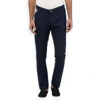 Seasons Black Solid Flat Front Trousers