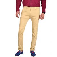 Khaki Cotton Blend Slim Fit Chinos Casual Trousers