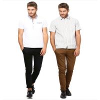 Clothing Inspiration Pack Of 2 Slim Casual Chinos (Black & D.Khaki)