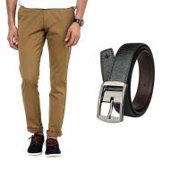 Khaki Cotton Regular Formal Trouser