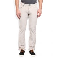 Beige Powell Slim Fit Casual Trousers