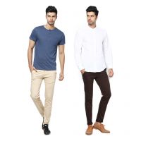 Seasons  Clothing  Pack Of 2 Slim Casual Chinos (Beige & Brown)