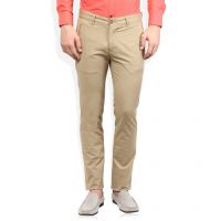 Colors of Benetton Beige Solid Flat Front Trousers