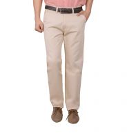 Seasons Beige Cotton Regular Fit Casual Chinos Trouser