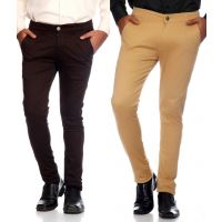 Seasons Brown & Beige Cotton Blend Trousers