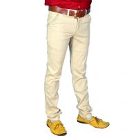 Seasons Button Beige Slim Casuals Trousers