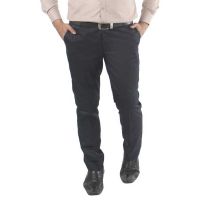 Blue Regular Fit Flat Trousers