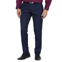 Seasons Blue Regular Fit Formal Flat Trouser