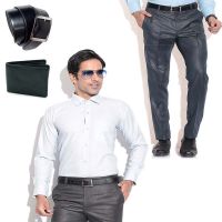 Stylish Combo of Blue Formal Trouser, Shirt, Belt & Wallet