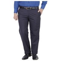 Blue Regular Fit Flat Trousers