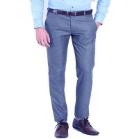 Blue Poly Viscose Formal Trouser
