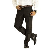 Black Cotton Blend Slim Formal Trouser