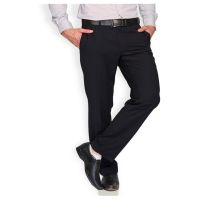 Parx Black Regular Flat Trouser