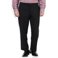 Seasons Black Solid Regular Fit Trouser