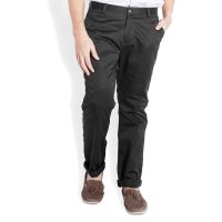 Men Black Slim Flat Trouser