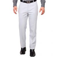 White Regular Fit Flat Trousers